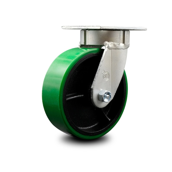 6 Inch Kingpinless Green Poly on Steel Wheel Swivel Top Plate Caster SCC
